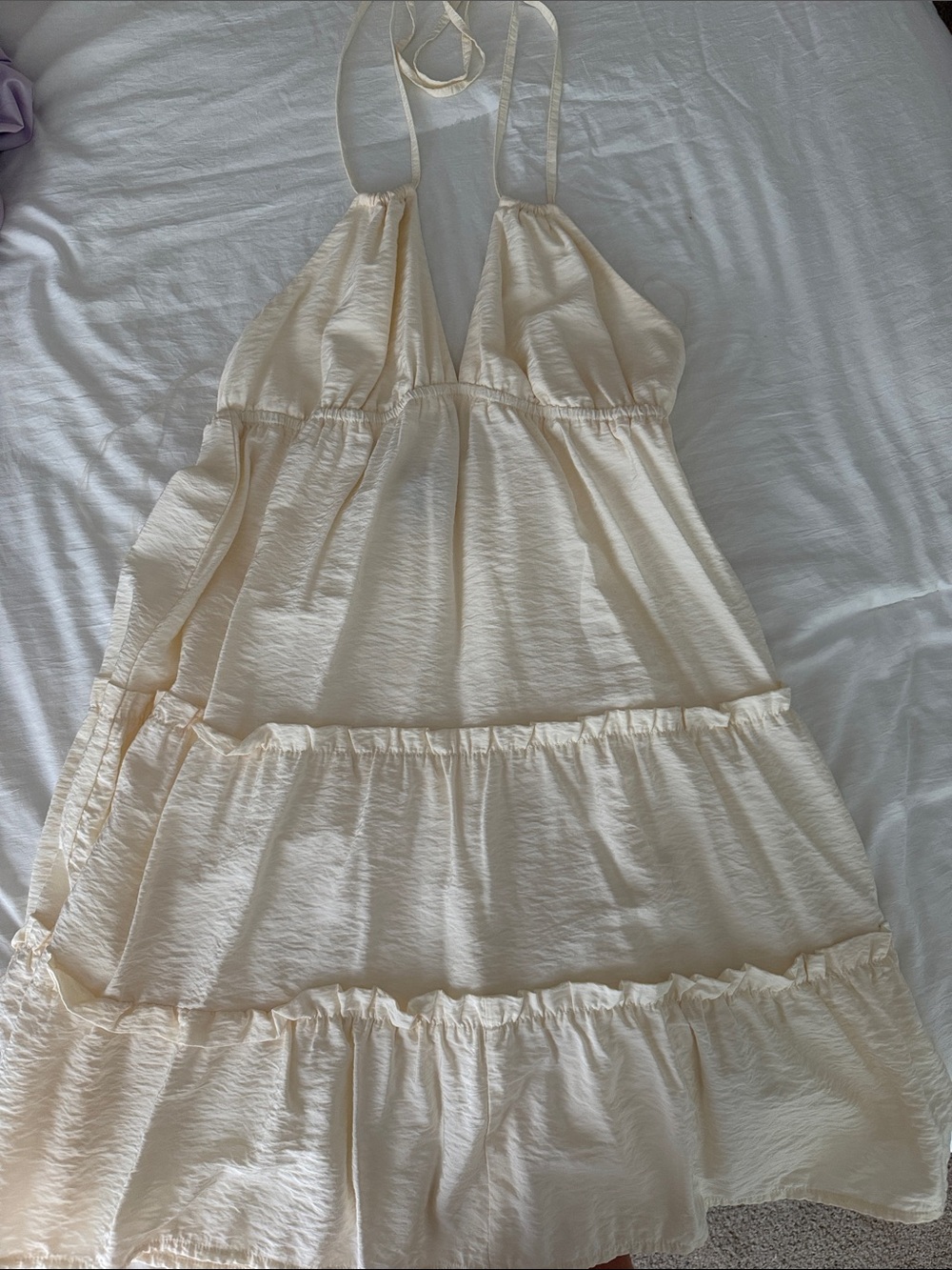 Wild Fable Cream Halter Tiered Sundress